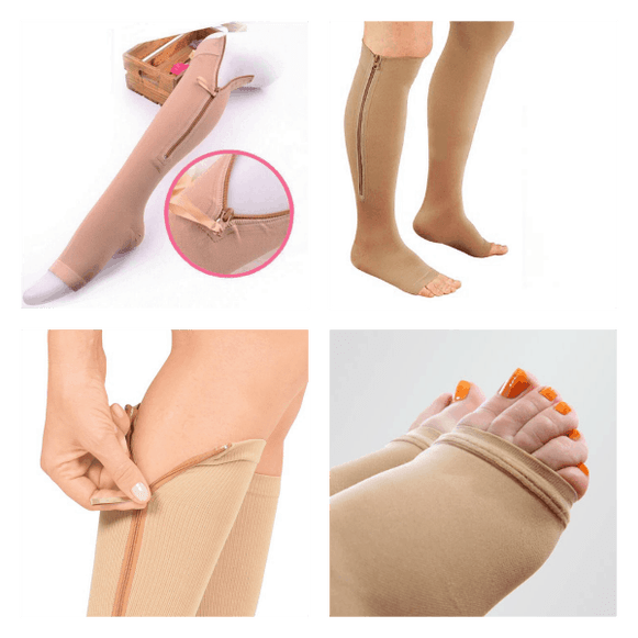 An example of how to wear compression stockings for varicose veins